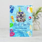 Pool Party Hond Verjaardag Kaart (Staand voorkant)