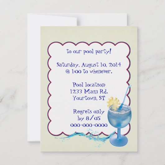 Pool Party Humor Kaart (Achterkant)