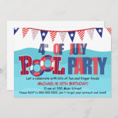 Pool Party Invitation 4e juli Kaart (Voorkant / Achterkant)