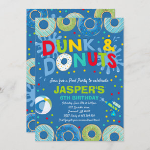 Pool Party Invitation Dunk and Donuts Pool Party Kaart