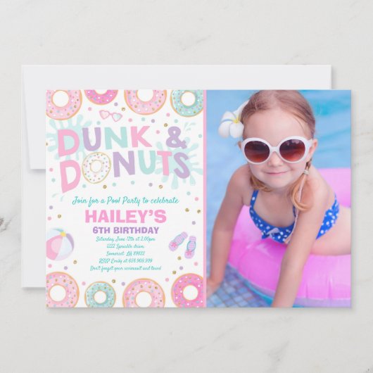 Pool Party Invitation Dunk and Donuts Pool Party Kaart (Voorkant)