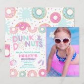 Pool Party Invitation Dunk and Donuts Pool Party Kaart (Voorkant / Achterkant)