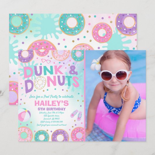 Pool Party Invitation Dunk Et Donuts Pool Party (Devant / Derrière)