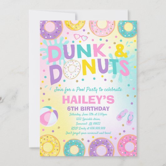 Pool Party Invitation Dunk Et Donuts Pool Party (Devant)