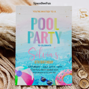 Pool Party Invitation Fête tropicale Pool Party
