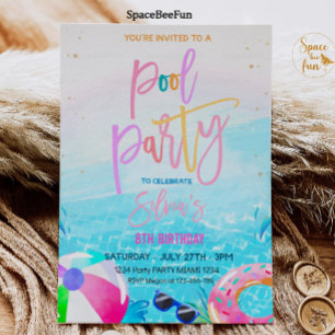 Pool Party Invitation Fête tropicale Pool Party