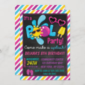 Pool Party Invitation for a Girl Kaart (Voorkant / Achterkant)