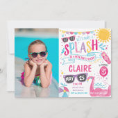 Pool Party Invitation, Pool Bash Birthday Invite Kaart (Voorkant)