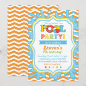 Pool Party Invitation / Pool party Invite Kaart (Voorkant / Achterkant)