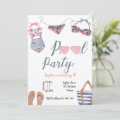 Pool Party Invitation, Pool Party Invite Kaart (Staand voorkant)