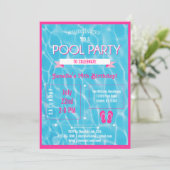 Pool Party Invitation Roze Kaart (Staand voorkant)