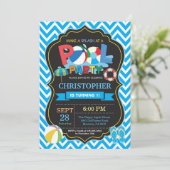 Pool Party Invitation Summer Splish Splash Boy Kaart (Staand voorkant)