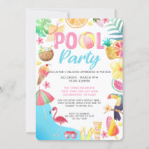 Pool Party Invitation - Swim Party - Cookout