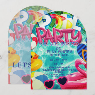 Pool party kids invitation 