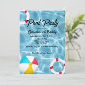 Pool Party Kids Verjaardag Kaart (Staand voorkant)