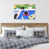 Pool party Labradors (nieuw) Canvas Afdruk (Insitu (Slaapkamer))