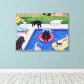 Pool party Labradors (nieuw) Canvas Afdruk (Insitu (Houten vloer))