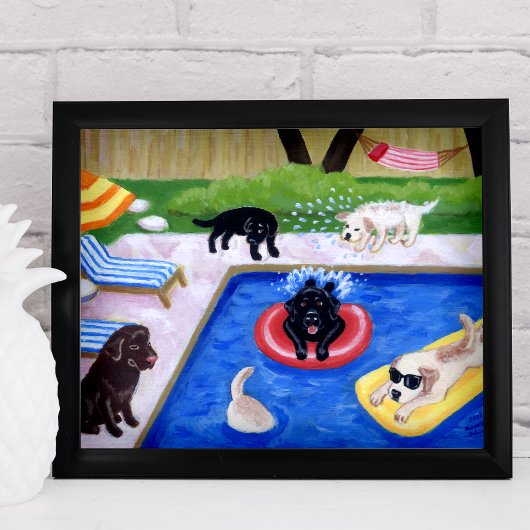 Pool Party Labradors (nieuw) Poster