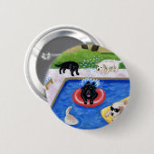Pool Party Labradors Ronde Button 5,7 Cm (Voorkant /achterkant)