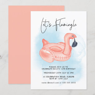 Pool Party Let's Flamingle Flamingo Teen Birthday Kaart