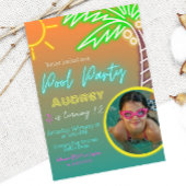 Pool Party Neon Invitation avec photo