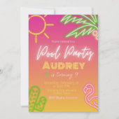 Pool Party Neon Pink Invitation (Devant)