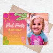 Pool Party Neon rose Invitation avec photo