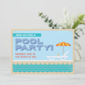 Pool Party nodigt uit Kaart (Staand voorkant)