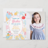 Pool Party Pastel Doodle Beach Birthday Photo Kaart (Voorkant)