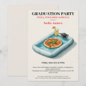 Pool Party Pizza Graduation Celebration Invitation (Devant / Derrière)