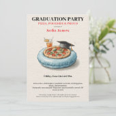 Pool Party Pizza Graduation Celebration Invitation (Debout devant)