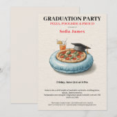 Pool Party Pizza Graduation Celebration Invitation (Devant / Derrière)