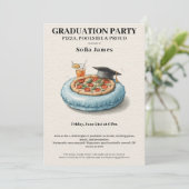 Pool Party Pizza Graduation Celebration Invitation (Debout devant)