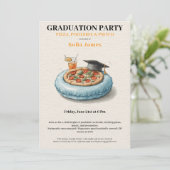 Pool Party Pizza Graduation Celebration Invitation (Debout devant)