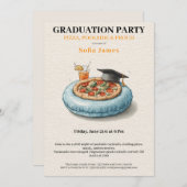 Pool Party Pizza Graduation Celebration Invitation (Devant / Derrière)