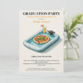 Pool Party Pizza Graduation Celebration Invitation (Debout devant)