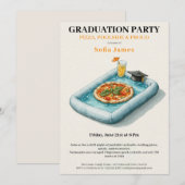 Pool Party Pizza Graduation Celebration Invitation (Devant / Derrière)
