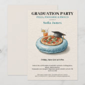 Pool Party Pizza Graduation Celebration Invitation (Devant / Derrière)