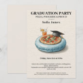 Pool Party Pizza Graduation Celebration Invitation Kaart (Voorkant / Achterkant)
