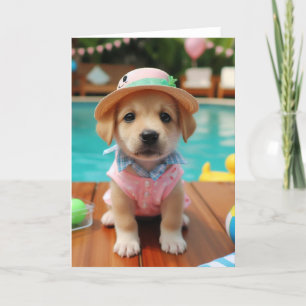 Pool Party Puppy Schattige Alle Gelegenheden Kaart
