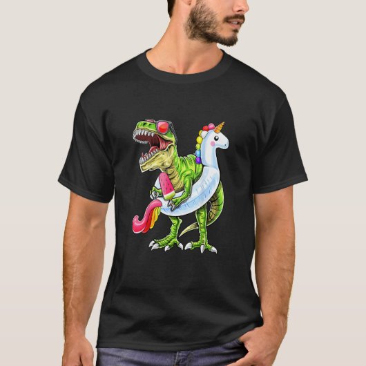 Pool Party Rex Dinosaur Unicorn Float Summer T-shirt (Voorkant)
