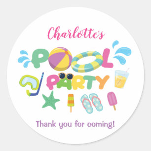 Pool Party Ronde Sticker