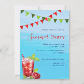 Pool party rood drink blauw water kaart (Voorkant)