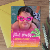 Pool Party Roze met Foto Minimalist Kaart