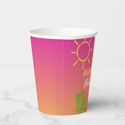 Pool Party Roze Neon papieren bekers (Rechts)