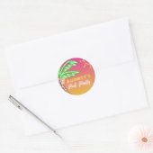 Pool Party Roze Neon Ronde Sticker (Envelop)
