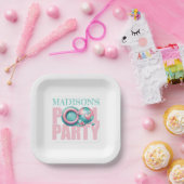 Pool Party Roze Turquoise Custom Papieren Bordje (Feest)