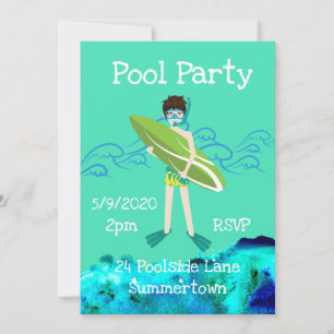 Pool Party schattig en modern blauw Kaart