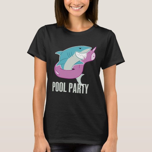 Pool Party Shark Unicorn Fishing T-shirt (Voorkant)