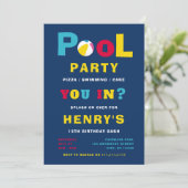 Pool Party simple moderne Anniversaire Invitation (Debout devant)